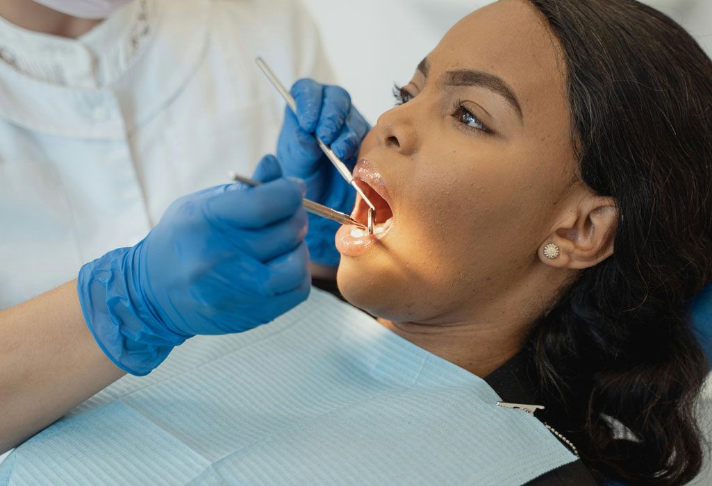 Patient undergoing dental examination