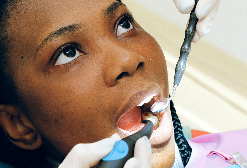 Patient undergoing dental examination