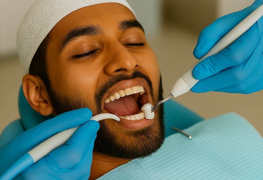 Patient undergoing dental examination